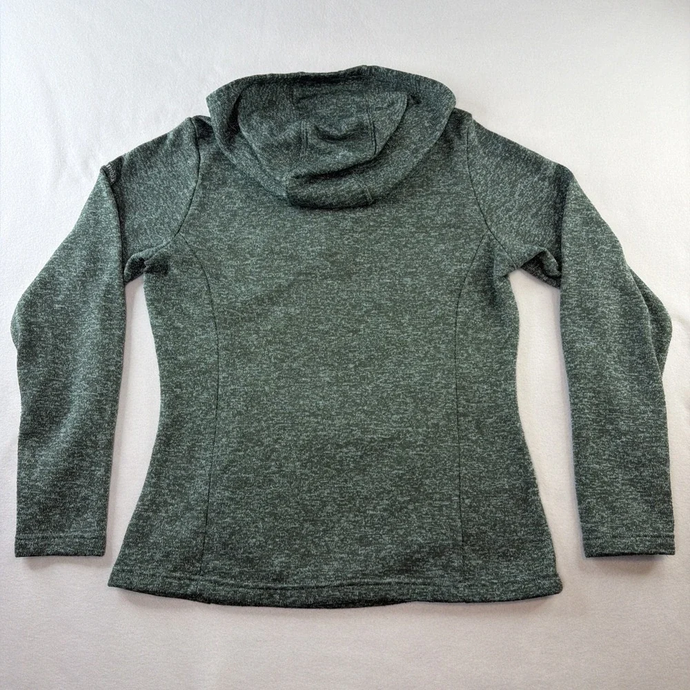 Columbia Women's M Green Fleece Hoodie Pullover Button Neck Sweater